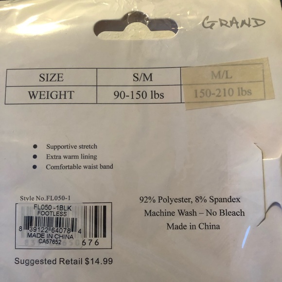 Black Fleece Lined Leggings - 1st of 2 Pairs Available - Picture 2 of 2